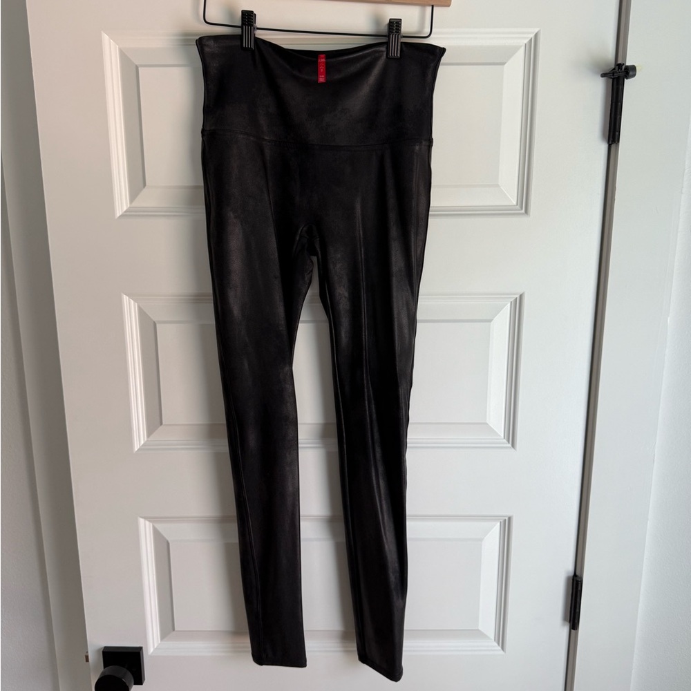 Spanx Faux Leather Moto Leggings Size Large